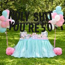 1 Set Black Glitter "Holy You're 18/21/30/40/50/60/70/80" Birthday Banner, Happy Birthday Party Decorations