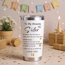 Sisters Gifts From Sister, 20oz Stainless Steel Insulated Tumblers With Lid, Double Wall Vacuum Water Cups For Hot & Iced Coffee Drinks, Cool/Funny Gifts For Sister From Brother, Mothers Day Christmas Birthday Present For Best Friend - Em gái - Xem 4