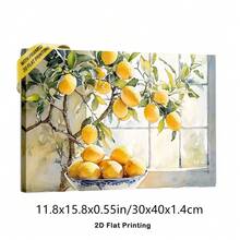 1pc 30*40cm(12x16inch) Vintage Abstract Framed Canvas Painting Art Print Lemon Plant Themed Elegant Canvas Painting Art Perfect For Living Room Bedroom And Office Ideal Gift For Any OccasionStretched And Framed Ready To Hang.