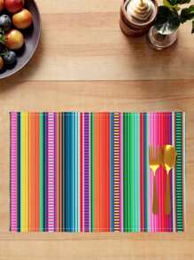 4/8 bucăți de covorașe moderne cu dungi, culori vibrante, lavabile, material textil de in, covorașe dreptunghiulare pentru decor interior/exterior pentru bucătărie și sufragerie, decor interior pentru sufragerie | Aranjament de masă floral | Covorașe rezistente la căldură, covorașe pentru masă