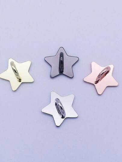 2pcs Metal DIY Phone Case Decor Accessories, Adhesive Star & Moon Shape Base Pendant Hanging Rope Universal Hook