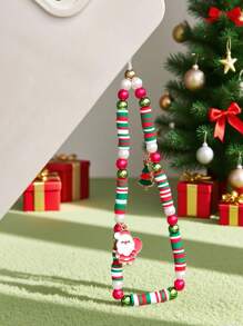 1 pieza Colgante de Papá Noel y árbol de Navidad de cerámica suave rojo y verde, cadena para smartphone, auriculares, accesorio para bolsa de cámara, regalo de Navidad