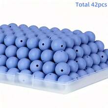 42Pcs Silicone Beads 12/15MM Round Bead For Jewelry Making To Make Bracelets DIY Keychain Necklace Jewelry Accessories And Round Silicone Beads For Pens