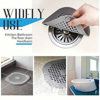 1/2/3pcs Square Silicone Drain Cover With Hair Catcher, Universal Size Represents 1pc, Shower Drain Hair Catcher With Suction Cup, Easy To Install, Suitable For Bathtub, Kitchen And Bathroom