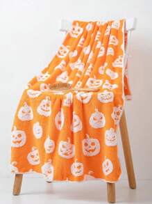1pc Thin Orange Towel With Jacquard Halloween Pumpkin Pattern, Made Of Polyester Fiber, Rectangular 70*140cm Or Kitchen/Face/Hand 34*75cm Or Small Square 34*34cm, Suitable For Men, Women, Couples, Families, All Seasons, Quick-Drying, Absorbent, Soft, Applicable For Bathroom, Hotel, Gym, Holiday Gifts, Parties, Beach Shower Towels For Beaty Salon, Hotel Sports,Home Essentials, Towel, Skin Care
