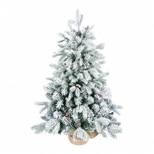 3ft PE/PVC Decorative Flocked Jute Tabletop Tree With Red Fruit And Pine Cone Decorations. The Burlap-Wrapped Base Features Realistic Leaves And A Foldable Design For Easy Installation. Suitable For Bedrooms, Living Room Entryways, Schools, And Offices.