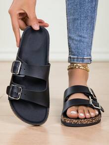 New Large-Size Men's Slippers With Soft Cork Soles, Outdoor Beach Slippers, Lightweight And Comfortable Home Non-Slip Women's Slippers - 黑色 - 查看 3