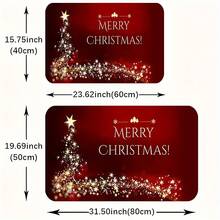 1pc Merry Christmas Indoor Door Mat Floor Mats For Home RV, Front Door Rugs Non-Slip Super Absorbent Mat, Red Black Golden Christmas Tree And Stars