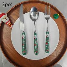 Set de 6/3 buc. cuțite și furculițe din oțel inoxidabil cu mâner ceramic de Crăciun cu desene animate creative, veselă Moș Crăciun și om de zăpadă, tacâmuri drăguțe, ustensile portabile, cadou de Crăciun, cadou de sărbători, esențial pentru masă