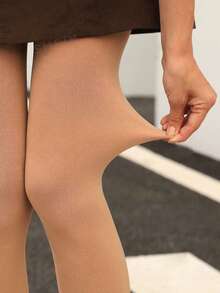 1 Pc Women's 90g Nude Velvet Tights , Minimalist Fashion(Suitable For 20-25 °C), Cozy - Apricot - View 12