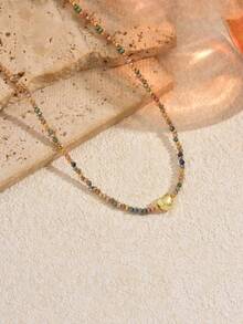 1pc Minimalist Classic Multi-Color Beaded Choker Necklace, Suitable For Women's Party And Daily Matching, Random Color (Random Quantity) - Color - View 5