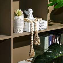 1 pezzo Ghirlanda di perle in stile fattoria con nappine, 76/99/132 cm, perle di legno, decorazione rustica boho per matrimoni, accessori essenziali per feste e docce nuziali, centrotavola, ghirlanda stagionale per porta/Pasqua/primavera, accessori per la casa (camera da letto/soggiorno/parete del giardino, regalo per insegnanti/migliori amici/inaugurazione casa)