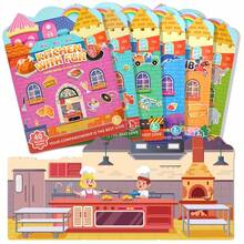 可重复使用的DIY贴纸书，多场景和主题贴纸，创意纸质贴纸，便携式安静忙碌贴纸活动礼物 - 彩色 - 查看 9