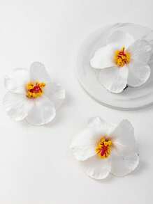 1朵芙蓉花，人造花，适用于夏威夷主题派对、夏季派对DIY装饰、草裙舞女孩礼物发饰（白色）、婚礼新娘发饰，也适合学生、学校活动、约会、感恩节、教师节、圣诞节礼物、秋冬季发饰、头饰、女士发饰。