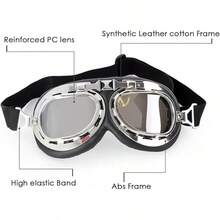 Gafas de Cosplay Estilo Steampunk Gafas de Motocicleta Disfraz Estilo Retro de Piloto - Negro - Lente transparente - Ver 3
