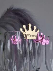 Tiara Drink Tag Personalized Place Card Custom Champagne Flute Charm Princess Crown Glass Topper Hens Party Favors Bridal Shower Tags, Art Activities For Children - Multicolor - View 1