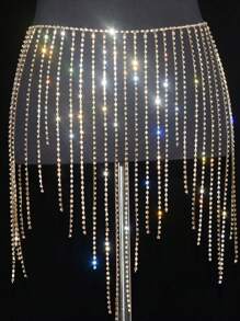 Catena per vita, catena per corpo, accessori sexy e luccicanti con nappe e strass per abiti, danza del ventre, accessori per performance, stile europeo e americano