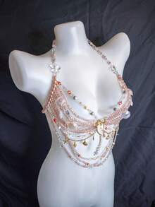 Dây chuyền đeo quanh người đính vỏ sò và ngọc trai thủ công unisex, phụ kiện áo ngực kiểu baroque gợi cảm. - vỏ bọc - Xem 9