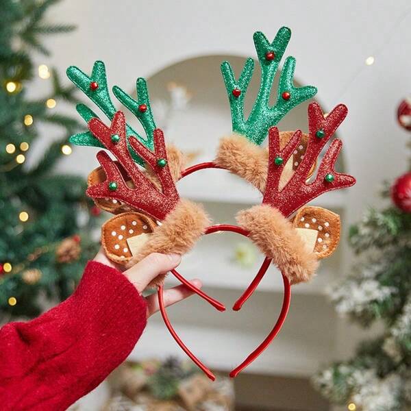 1pc Christmas Decoration, Santa Claus Reindeer Antler Headband, Photo Prop, Children's Gift, Creative Present