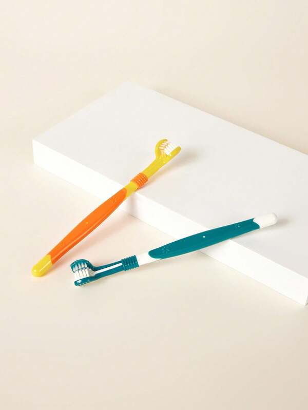 PETSIN 1 peça Escova de Dentes para Animais de Estimação com 3 Lados de Cerdas Macias e Cores Sortidas Aleatoriamente, Limpeza Eficiente dos Dentes e Refrescando o Hálito, Cor Enviada Aleatoriamente