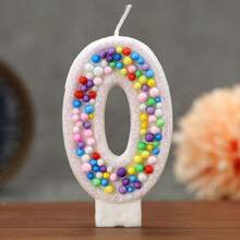 1pc Creative Digital Candle Colorful Bead Decorative Cake Decorative Candle, 0-9 White Background Digital Candle, Suitable For Birthday Cake, Large Festival Party - Multicolor - View 12