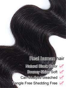 Ciocche di capelli umani con onde del corpo con chiusura, con linea dei capelli pre-sfoltita, 4 ciocche di capelli umani con chiusura in pizzo 5x5, pizzo trasparente frontale con baby hair, capelli naturali