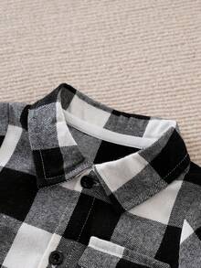 Yierying Pelele de manga corta de estilo casual rojo, negro y blanco para bebé niño, primavera/verano - Blanco y Negro - Ver 8