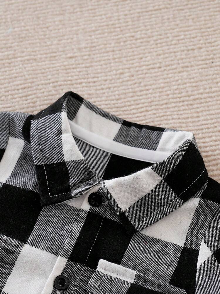 Yierying 男婴休闲红、黑、白款短袖连体衣，春夏 - 黑與白 - 查看 7