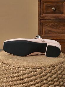 Scarpe Mary Jane da donna con tacco ricoperto in tessuto di 3 cm, tacco largo, versatili, bianche, adatte per tutte le stagioni