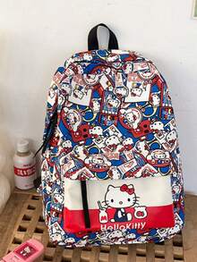 1 قطعة حقيبة ظهر مدرسية كبيرة السعة مطبوع عليها هيلو كيتي للطالبات، حقيبة ظهر هيلو كيتي جميلة للاستخدام اليومي، الأعياد والهدايا