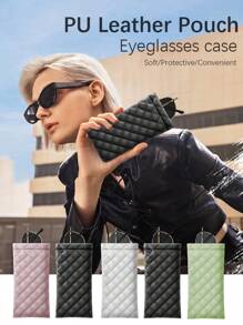 1pc Portable Squeeze Eyeglasses Case Pu Leather Soft Sunglasses Bag , Five Colors Available - Soft PU Leather Soft Eyeglasses, Sunglasses Bag, Pocket Phone Eyeglasses Storage Bag, Waterproof Durable Protective Eyeglasses Container, Perfect For Halloween/Christmas Gift Giving