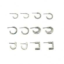 6 أزواج من أقراط الأذن الصغيرة الرقيقة ذات التصميم الهندسي غير المتماثل والأنيق والمناسب للاستخدام اليومي للنساء