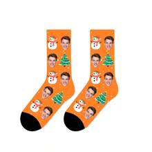 1 Pair Of Custom Face Socks, Custom Photo Socks, Custom Printed Socks, Print Any Face On Socks, Anniversary Gift, Halloween Gift, Christmas Gift, Gift For Friends, Whimsical Gift For Family, Women's Mid-Calf Socks, Men's Socks. - Multicolor - View 10
