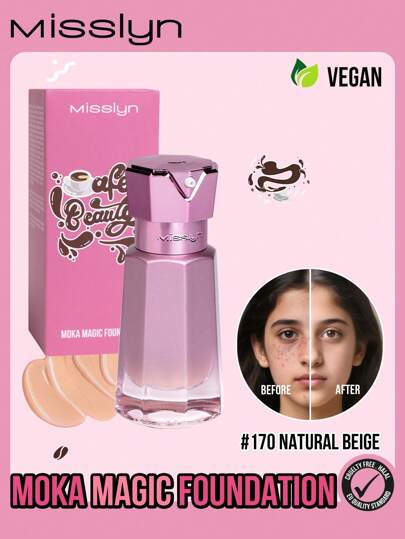 Misslyn MISSLYN-Moka魔法粉底液 粉底液 裸色 控油粉底液 30ML 持久 全遮瑕 粉底液 遮盖瑕疵 肤色不均 提亮肤色 不氧化 情人节 冬季 Y2K 彩妆派对 节日 新年彩妆 Cosplay 农历新年