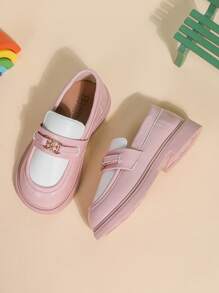 Kinderschuhe aus Leder, neue Mädchen Frühling/Herbst Schuhe mit weicher Sohle, Patchwork im britischen Stil, Prinzessinnen-Schuhe, rutschfeste Loafers mit weicher Sohle