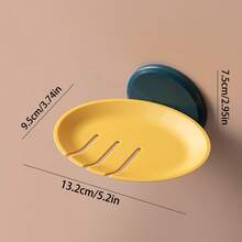 1pc Bathroom Round Soap Dish Holder, Wall Mounted Or Countertop Soap Tray