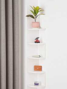 7 层浮动角架 - 节省空间的角落储物架，耐用的塑料结构，易于安装的粘合剂安装 - 现代简约和波西米亚风格，适用于客厅、卧室、浴室、厨房 - 书籍、装饰品、植物的完美整理器 - 非常适合小型公寓和家庭办公室，带粘合剂安装的多功能架子 - 彩色 - 查看 8