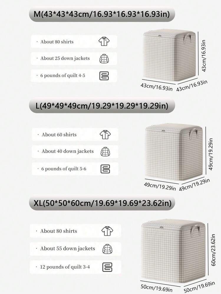 1PC Checkered Clothing Storage Bag, Quilt Storage Bag, Foldable Large Capacity Clothing Storage Bag, Moving Organization Bag, Out Of Season Clothing Storage Bag, Wardrobe Classified Storage, Soft Cloth Storage Bag With Zipper Waterproof And Dustproof, Suitable For Home Storage Of Blankets, Pants, Clothing, Toys, Etc., Home Storage Of Decorative Items - White - View 10