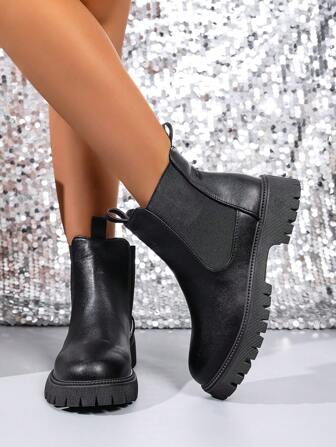 Fall/Winter 1 Pair Solid Color Preppy College Style Casual Party Wedding Fine Velvet Women Ankle Boots And Short Boots, Suitable For Outdoor, Office, Party, Vacation, Gym, Wedding, Winter