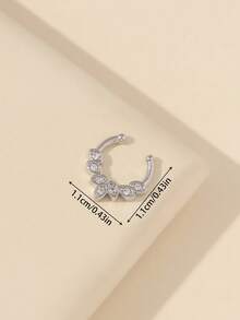 1pc Adjustable Silver-Color Rhinestone Nose Clip (Non-Piercing), Suitable For Daily Wear - Silver - View 3