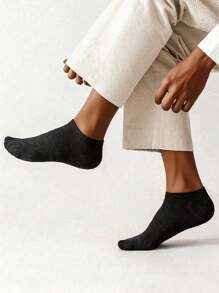 40 Pairs Assorted Black, White, Gray Solid Color Unisex Business Casual Low-Cut Socks, Soft & Lightweight, Suitable For Daily Wear