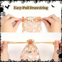 25/50/100pcs/Set, Party Drawstring Gift Bags, Halloween Trick Or Treat Bags, 4x6in Drawstring Tulle Gift Bags, Small Gift Bags For Party Gifts (Pumpkin, Spider Web, Skull, Bat), Event And Party Supplies, Party Gift Boxes And Gift Bags, Party Favors, Trick Or Treat Gift Mesh Drawstring Gift Bags