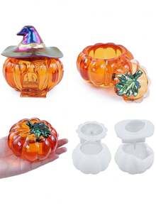 2 Stücke/Set Hexenhut/Blatt Kürbis Silikonform - Epoxidharz Halloween Deko, DIY Kerzenhalter & Basteleien, Kürbis Dekorationen, Bastelbedarf, Feiertags Behälter, Feiertags Design, detaillierte Handwerkskunst
