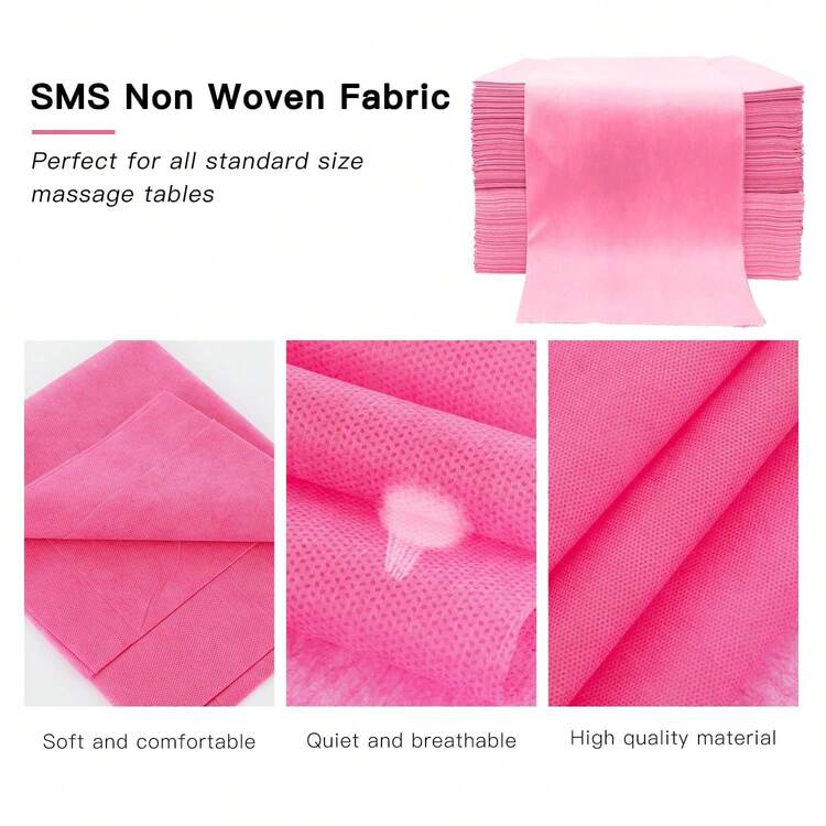 100 件一次性按摩床单，粉色 Spa 床罩，适用于美容师、水疗、脱毛、睫毛、纹身、沙龙桌，31 英寸 X 71 英寸（粉色） - 彩色 - 查看 5