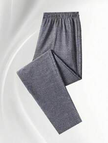 1 chiếc quần thể thao nam màu trơn, cạp chun, kiểu dáng thường ngày, chất liệu cơ bản, thích hợp cho tập luyện. - Xám - Xem 5