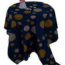 Vải Châu Phi 1/3/6 Yard Polyester In Sáp In Hoa Họa Tiết Hình Tròn Màu Xanh Vải Ankara Châu Phi In Thật Vải Sáp In Dashiki Dùng Trang Trí Tiệc - Nền xanh với các vòng tròn màu trắng - Xem 6