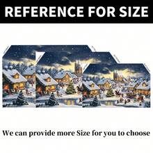 1 Piece Festive Christmas Village Landscape Banner With Snow Covered Houses, Reindeer Sleigh And Santa Claus, Suitable For Christmas, New Year Celebration, Holiday Gifts, Weddings, Birthdays, Anniversaries, Family Gatherings, Theme Parties, Bedroom, Living Room, Yard And Outdoor Decoration, Studio Props, Event Decoration