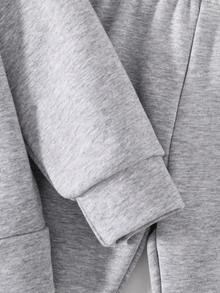 Tween Girls' Heart Print Crew Neck Casual Sweatshirt And Flare Pants Set - 灰色 - 查看 4