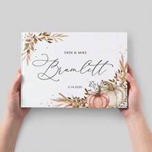 1pc 38-Page Personalized Wedding Guest Book, Simple Elegant White Flower Wedding Message Book Album, Wedding Decor & Gift Exquisite, Stylish, Contracted, Modern Custom, Personalized, Unique Ideal Gifts For Him Her, Boyfriend, Girlfriend, Dad, Mom, Family, Friends For Anniversaries, For Valentine's Day, For Mother's Day, For Birthdays, For Children's Day, For Father's Day, For Graduation, For Weddings, For Housewarming Living Room, Office, Tea Room, Home, Garden, Christmas,Xmas Decoration