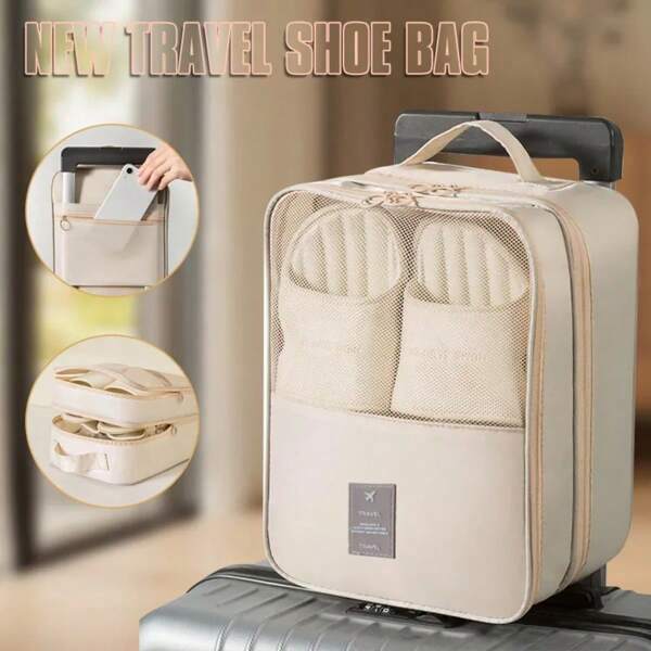 Large Portable Travel Shoes And Clothes Organizer Bags, Multi-Functional Underwear And Shoes Storage Bags, 3-Layer Shoe Bags, Portable Handheld Storage Bag, Travel Shoe Bag Set
